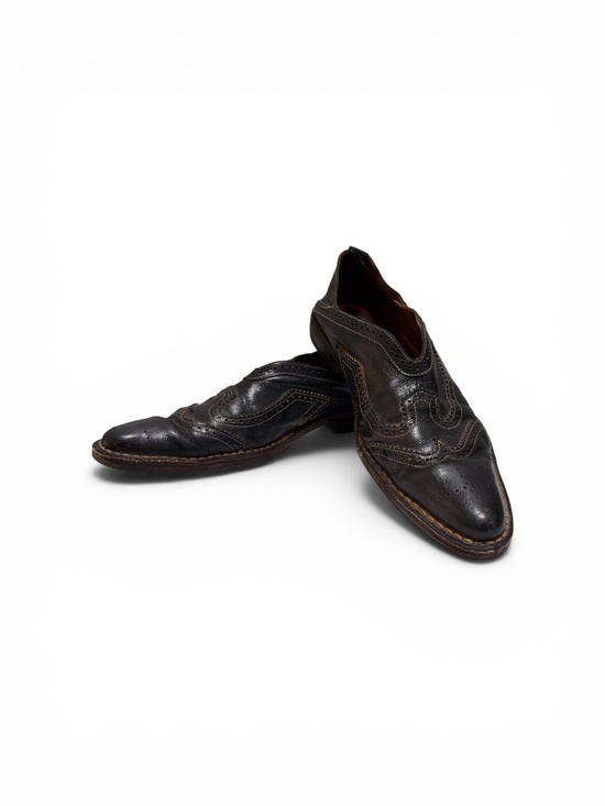 Vintage Handmade Italian Wingtip Slip On Loafers Dark Brown Leather EU 41 US 8 main image 5